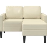 vidaXL 2-zitsbank met ligstoel L-vormig crèmekleurig 125 cm kunstleer