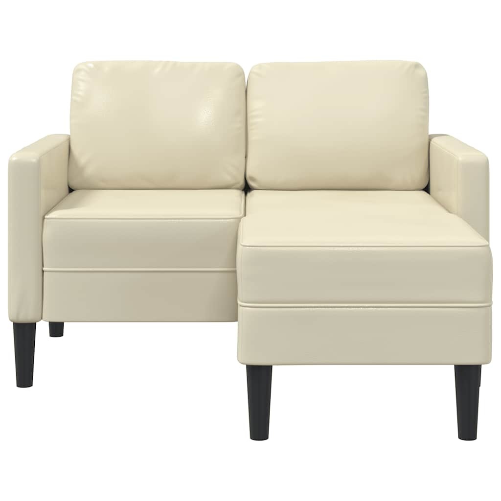 vidaXL 2-zitsbank met ligstoel L-vormig crèmekleurig 125 cm kunstleer