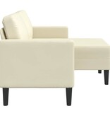 vidaXL 2-zitsbank met ligstoel L-vormig crèmekleurig 125 cm kunstleer