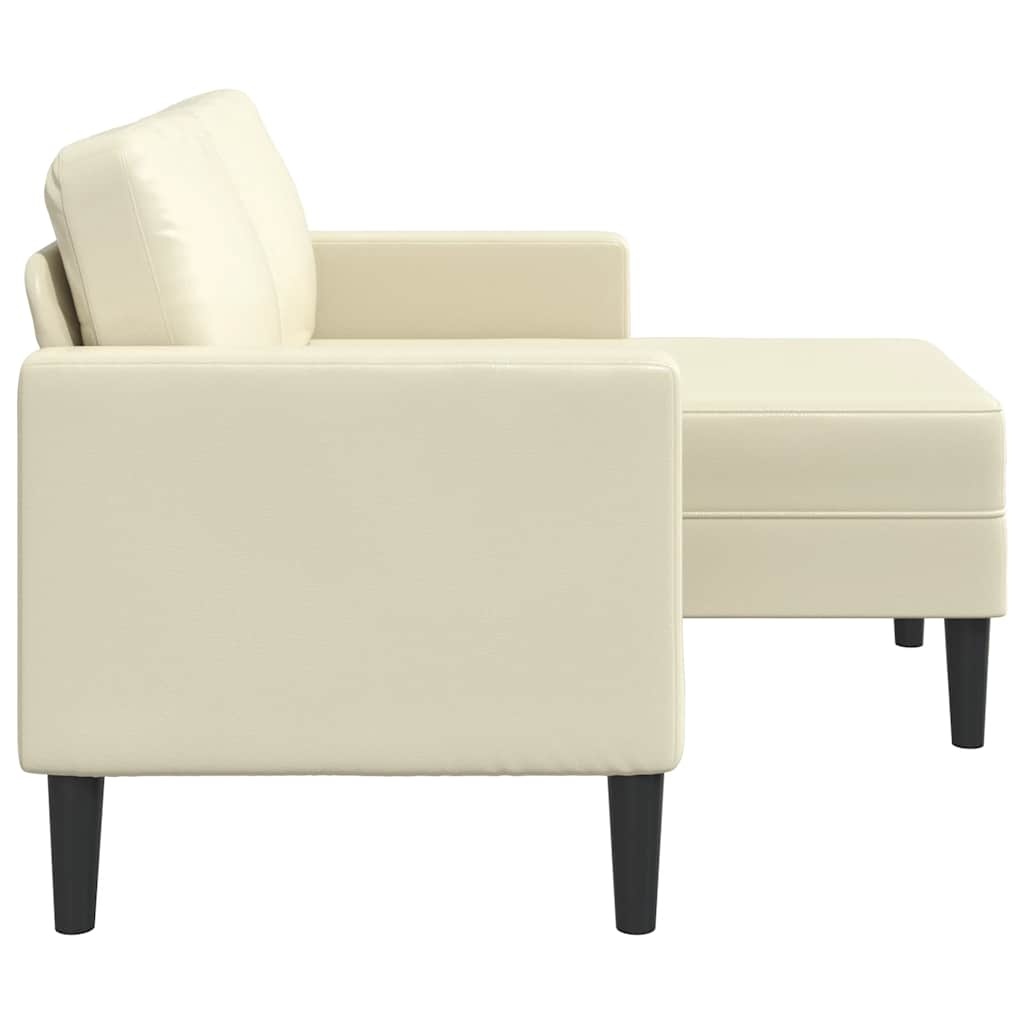 vidaXL 2-zitsbank met ligstoel L-vormig crèmekleurig 125 cm kunstleer