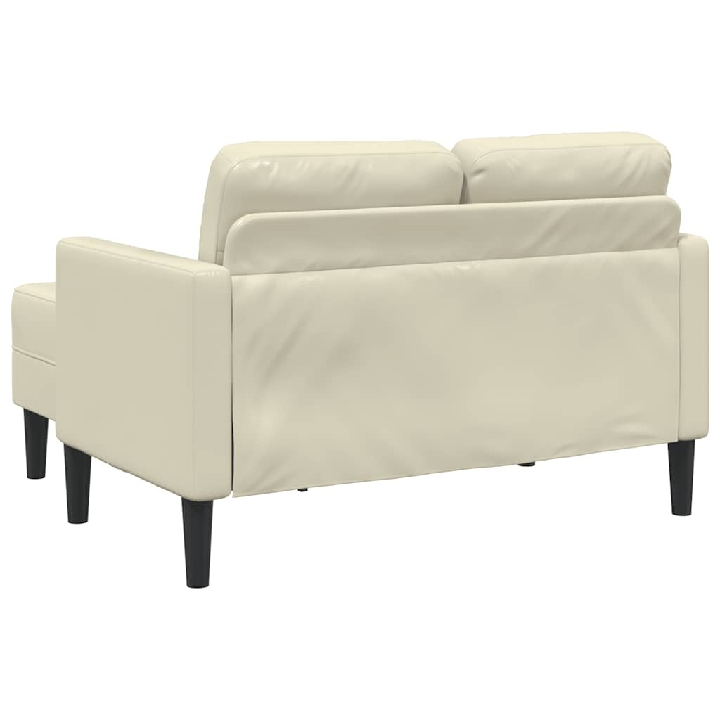 vidaXL 2-zitsbank met ligstoel L-vormig crèmekleurig 125 cm kunstleer