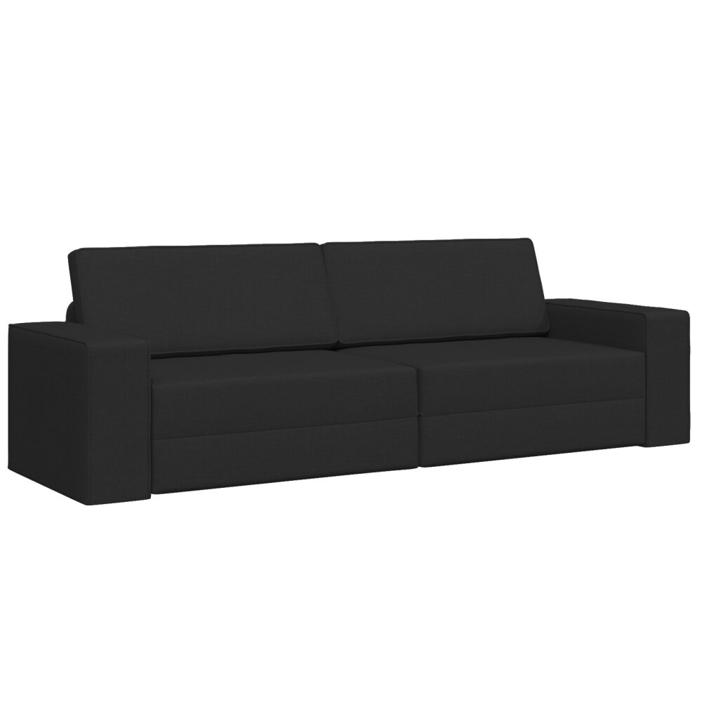 vidaXL Vloerbank Bed 2-in-1 Zwart 245x150x60.5 cm Stof