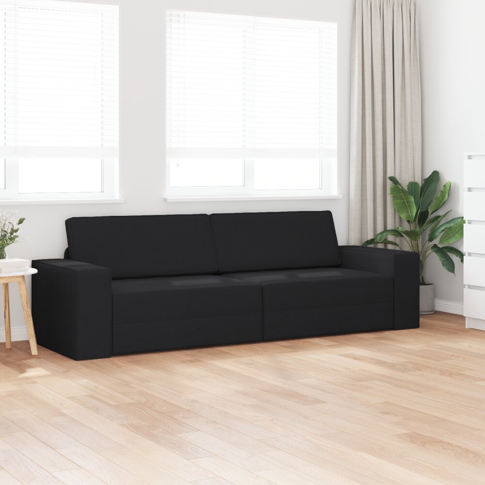 vidaXL Vloerbank Bed 2-in-1 Zwart 245x150x60.5 cm Stof