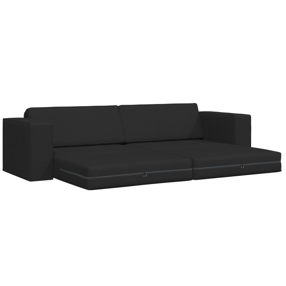 vidaXL Vloerbank Bed 2-in-1 Zwart 245x150x60.5 cm Stof
