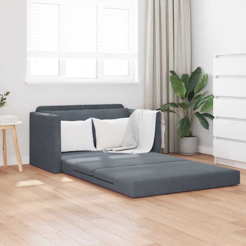 vidaXL Vloer Sofa Bed 2-in-1 Donkergrijs 124x204x61 cm Velvet