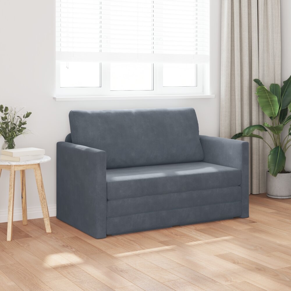 vidaXL Vloer Sofa Bed 2-in-1 Donkergrijs 124x204x61 cm Velvet