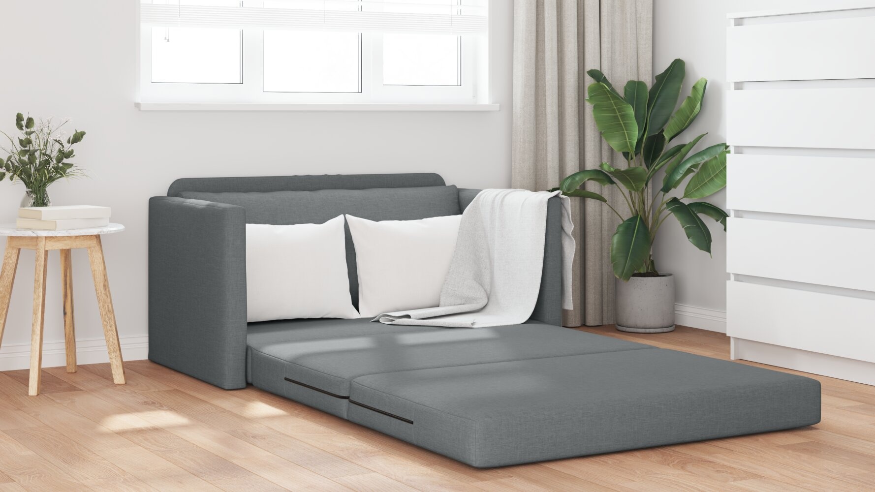vidaXL Vloer Slaapbank 2-in-1 Donkergrijs 124x71x78 cm Stof