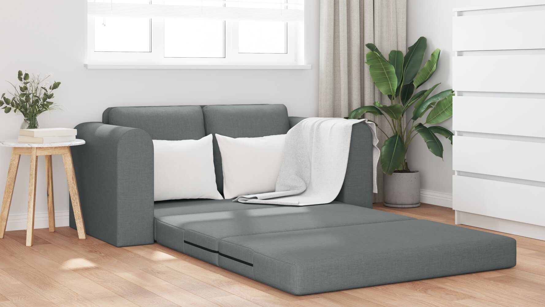 vidaXL Vloer Sofa Bed 2-in-1 Donkergrijs 148x71x83 cm Stoffen