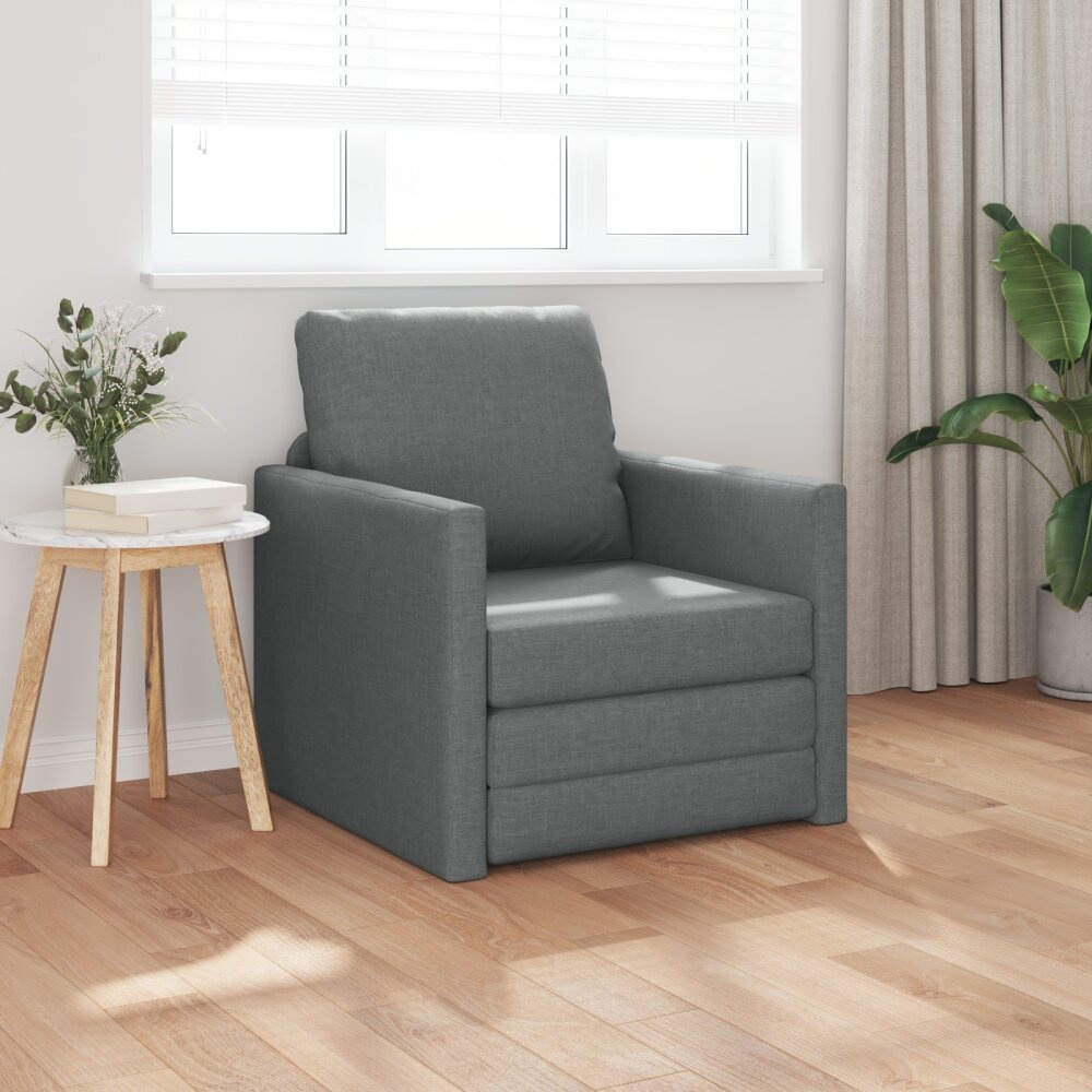 vidaXL Vloer Sofa Bed 2-in-1 Donkergrijs 74x77x81 cm Stof