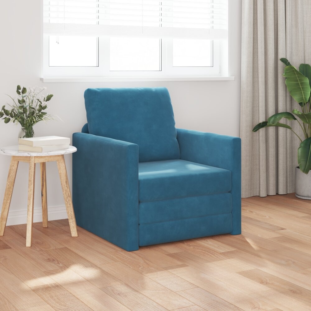 vidaXL Floor Sofa Bed 2-in-1 Blauw 74x77x81 cm Velvet