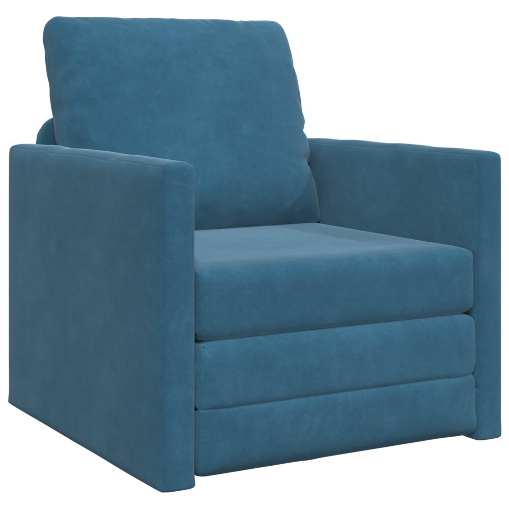 vidaXL Floor Sofa Bed 2-in-1 Blauw 74x77x81 cm Velvet
