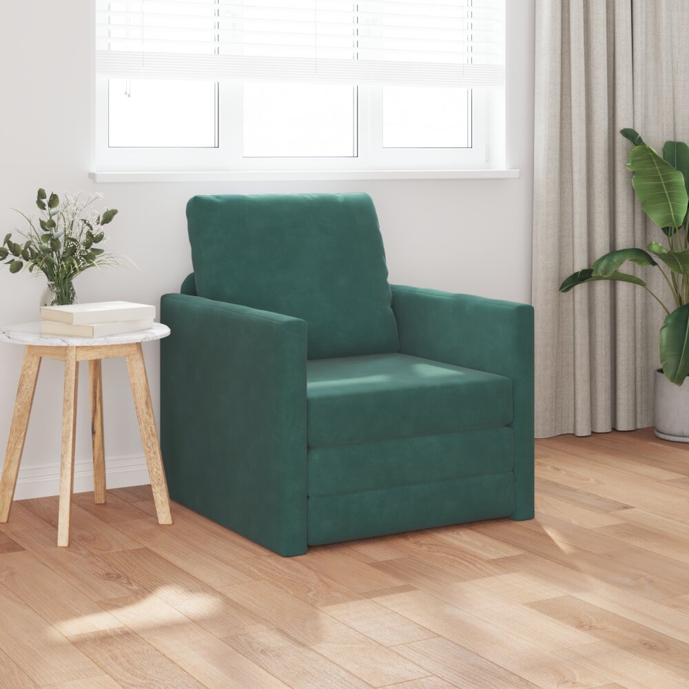 vidaXL Vloersofa Bed 2-in-1 Donkergroen 74x77x81 cm Velvet