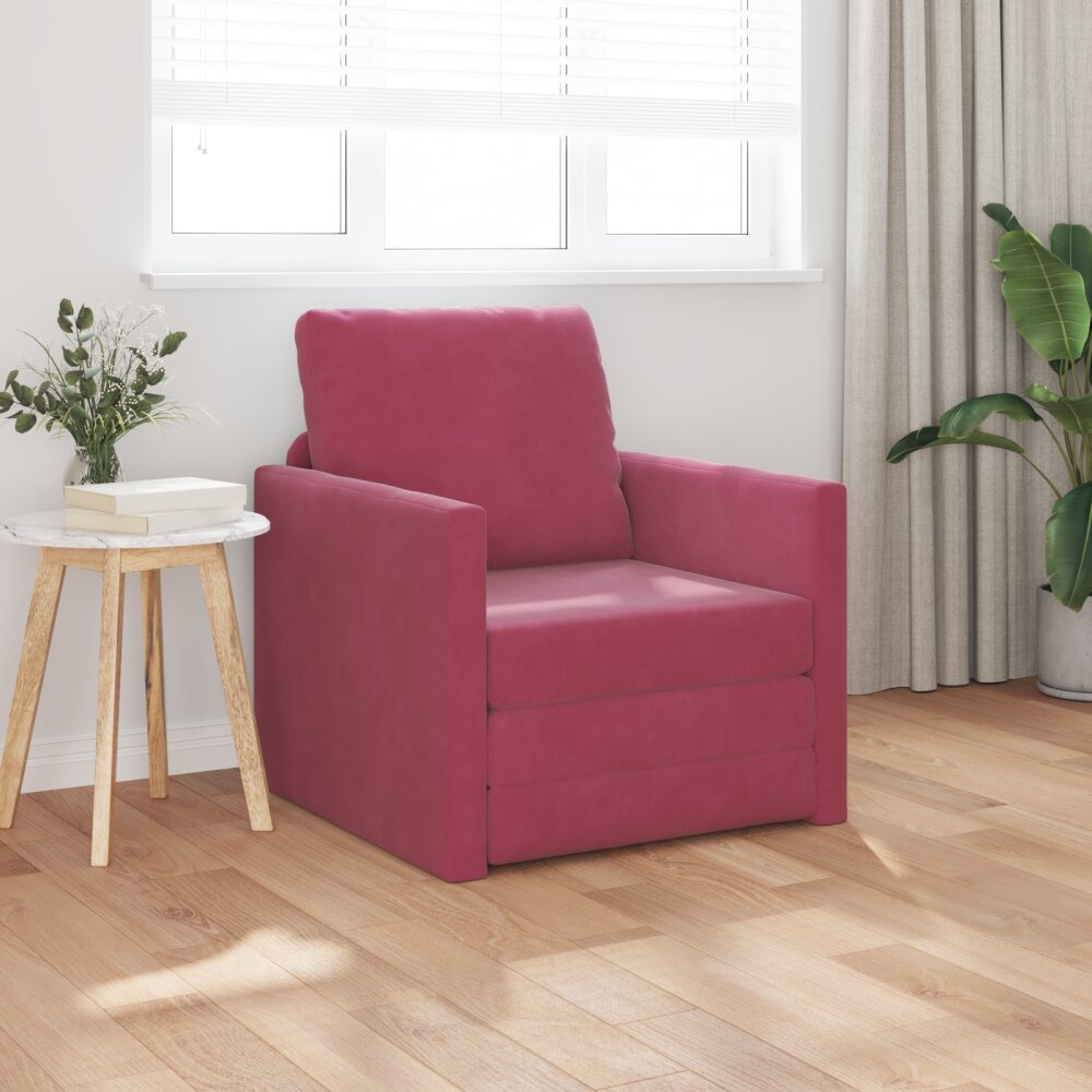 vidaXL Vloersofa Bed 2-in-1 Wijnrood 74x77x81 cm Velvet