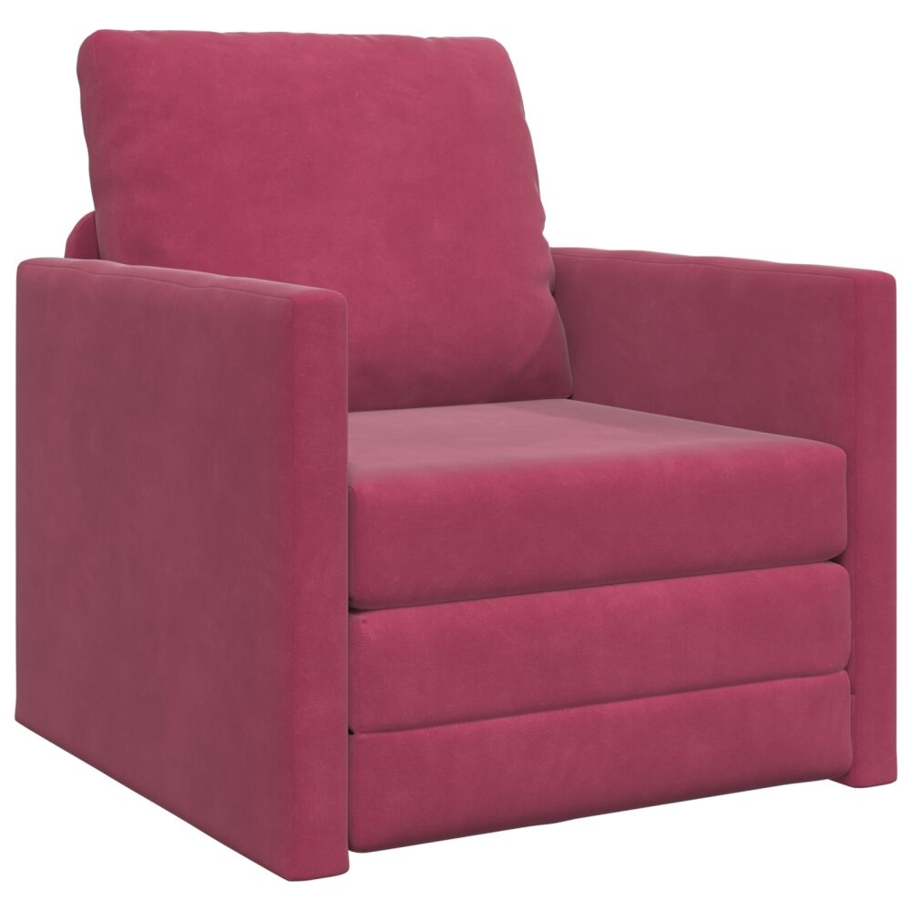 vidaXL Vloersofa Bed 2-in-1 Wijnrood 74x77x81 cm Velvet