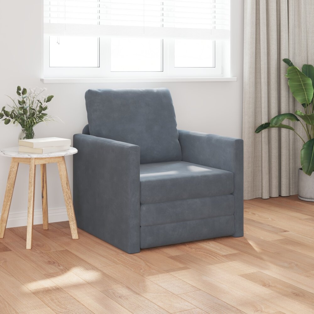 vidaXL Vloersofa Enkel Convertible Fluweel 74x77x81 cm Donkergrijs