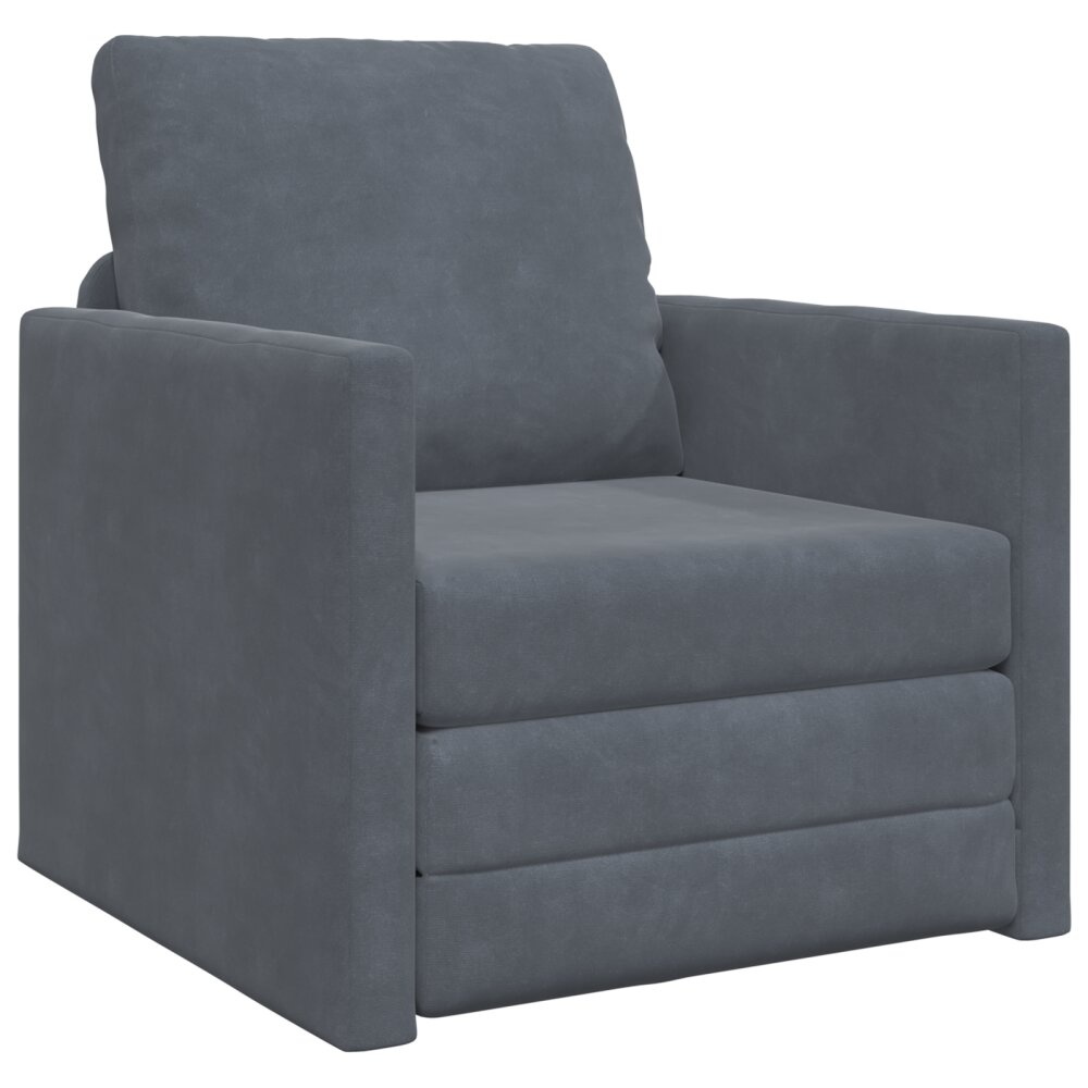 vidaXL Vloersofa Enkel Convertible Fluweel 74x77x81 cm Donkergrijs