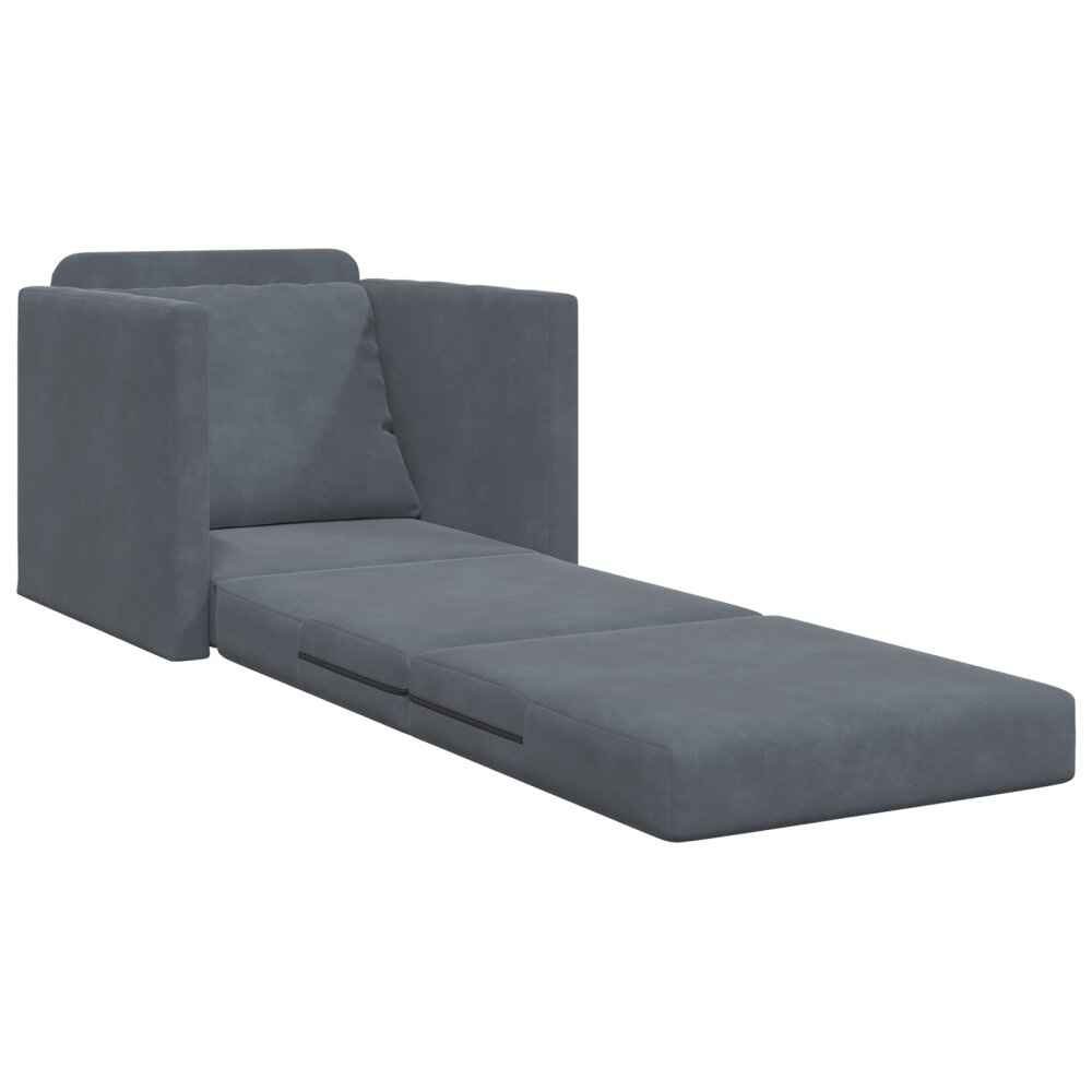 vidaXL Vloersofa Enkel Convertible Fluweel 74x77x81 cm Donkergrijs