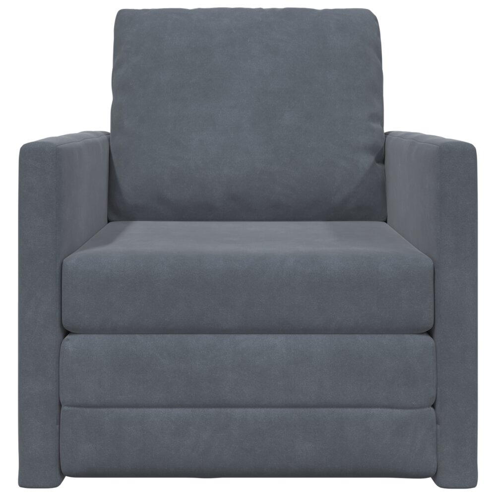 vidaXL Vloersofa Enkel Convertible Fluweel 74x77x81 cm Donkergrijs