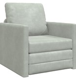 vidaXL Vloersofa Enkel Converteerbaar Velvet 74x77x81 cm Lichtgrijs