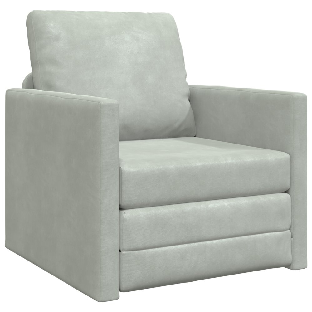 vidaXL Vloersofa Enkel Converteerbaar Velvet 74x77x81 cm Lichtgrijs
