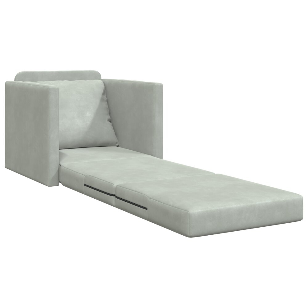 vidaXL Vloersofa Enkel Converteerbaar Velvet 74x77x81 cm Lichtgrijs