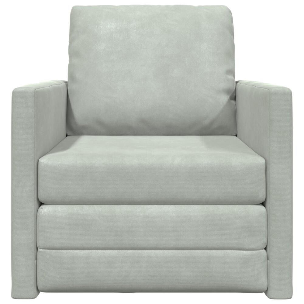 vidaXL Vloersofa Enkel Converteerbaar Velvet 74x77x81 cm Lichtgrijs