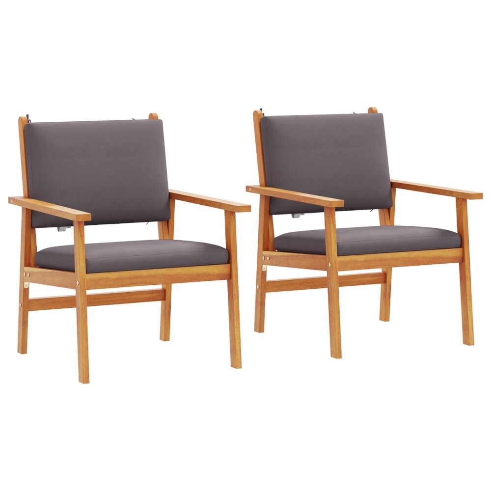 vidaXL Tuinstoelen 2 stuks met Kussens Massief Acaciahout