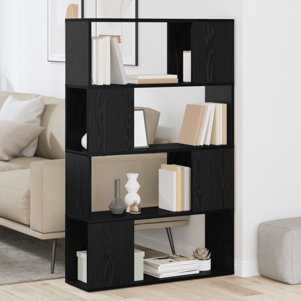 VidaXL Entertainmentcentrum Zwart eiken Bewerkt hout 80 x 24 x 124 cm