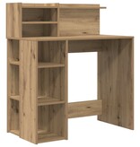 VidaXL Bureau met Opslag Artisan Eiken 90x48x101.5 cm Bewerkt hout
