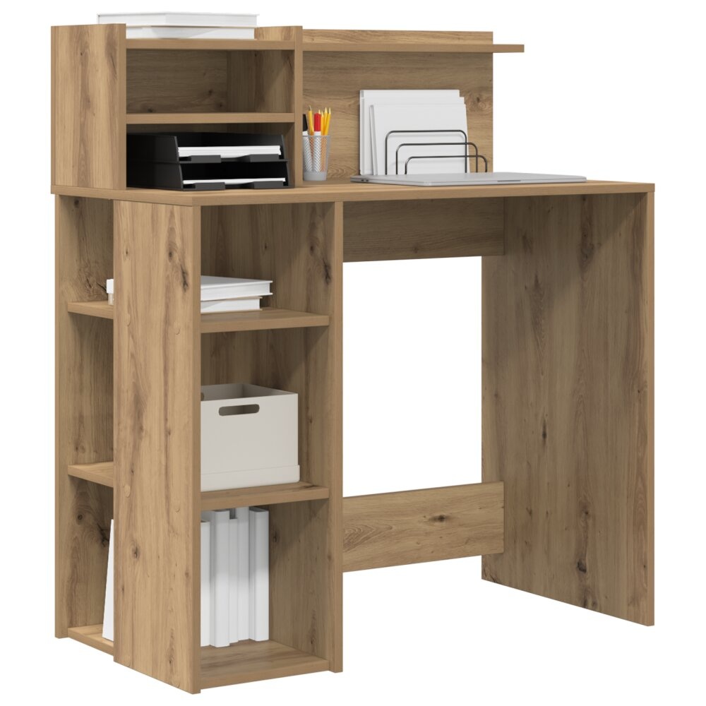 VidaXL Bureau met Opslag Artisan Eiken 90x48x101.5 cm Bewerkt hout