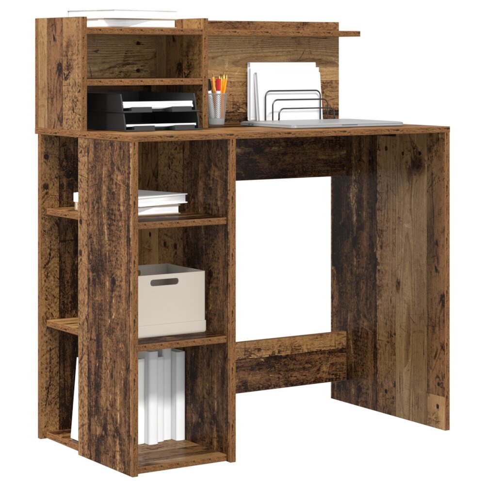VidaXL Bureau met Opbergruimte Oud Hout 90x48x101.5 cm Vervaardigd hout