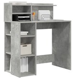 VidaXL Bureau met Opbergruimte Beton Grijs 90x48x101.5 cm Bewerkt Hout