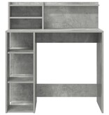 VidaXL Bureau met Opbergruimte Beton Grijs 90x48x101.5 cm Bewerkt Hout