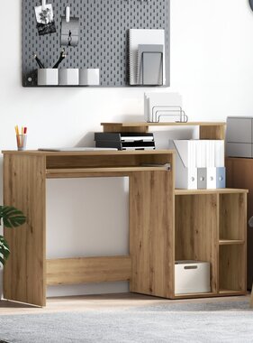 VidaXL Bureau met Opslag Artisanaal Eiken 120.5x44x88.5 cm Bewerkt Hout