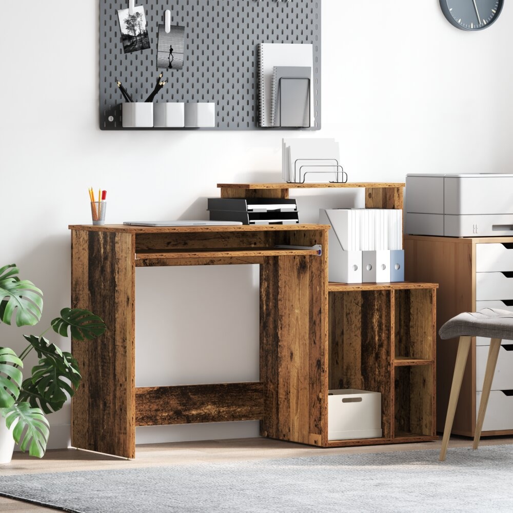 VidaXL Bureau met Opslag Oud Hout 120.5x44x88.5 cm Bewerkt Hout