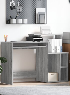 VidaXL Bureau met Opslag Grijze Sonoma 120,5x44x88,5 cm Gefabriceerd Hout