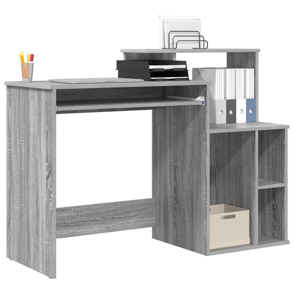 VidaXL Bureau met Opslag Grijze Sonoma 120,5x44x88,5 cm Gefabriceerd Hout
