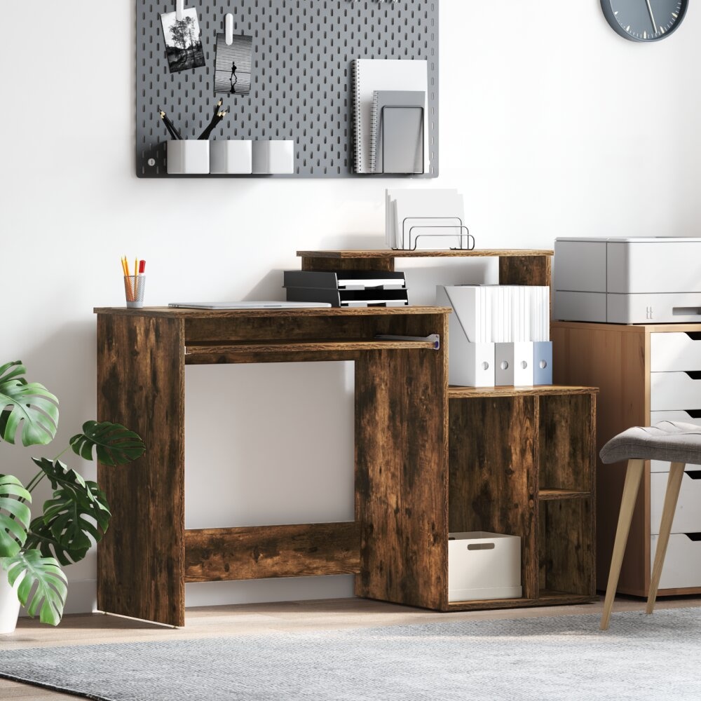VidaXL Bureau met Opslag Rokerig Eiken 120.5x44x88.5 cm Bewerkt Hout
