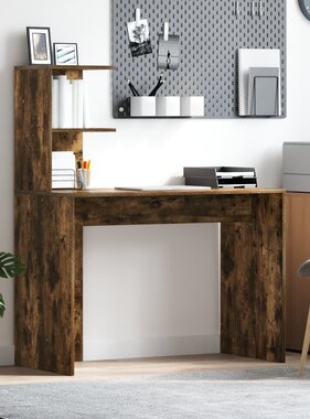 VidaXL Gerookt Eiken Bureau Gerookt Eiken Bewerkt hout Middelgroot