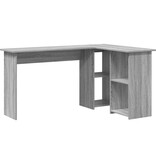 VidaXL Grijs Computer Bureau Grijs Sonoma MDF Medium Opberg Bureau