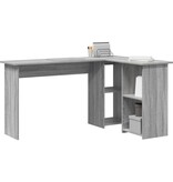 VidaXL Grijs Computer Bureau Grijs Sonoma MDF Medium Opberg Bureau