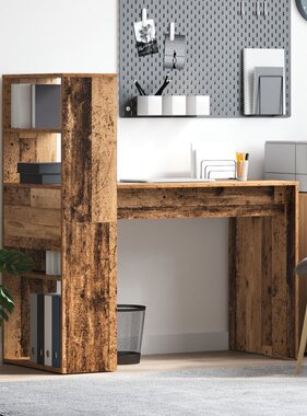 VidaXL Bureau met Opslag Oud Hout 113x54x120 cm Engineered Hout