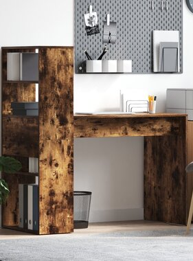 VidaXL Bureau met Opslag Gerookt Eiken 113x54x120 cm Hout
