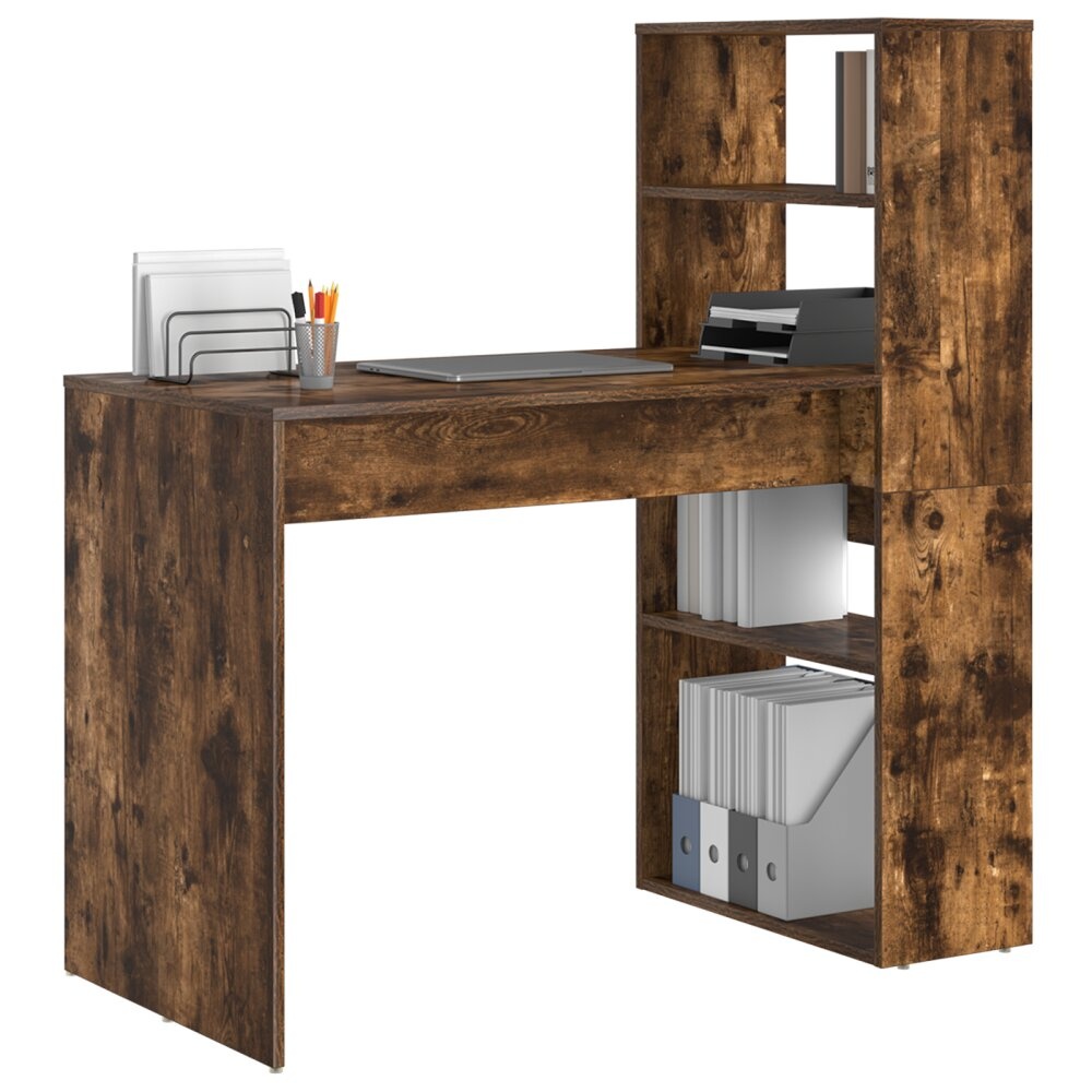 VidaXL Bureau met Opslag Gerookt Eiken 113x54x120 cm Hout