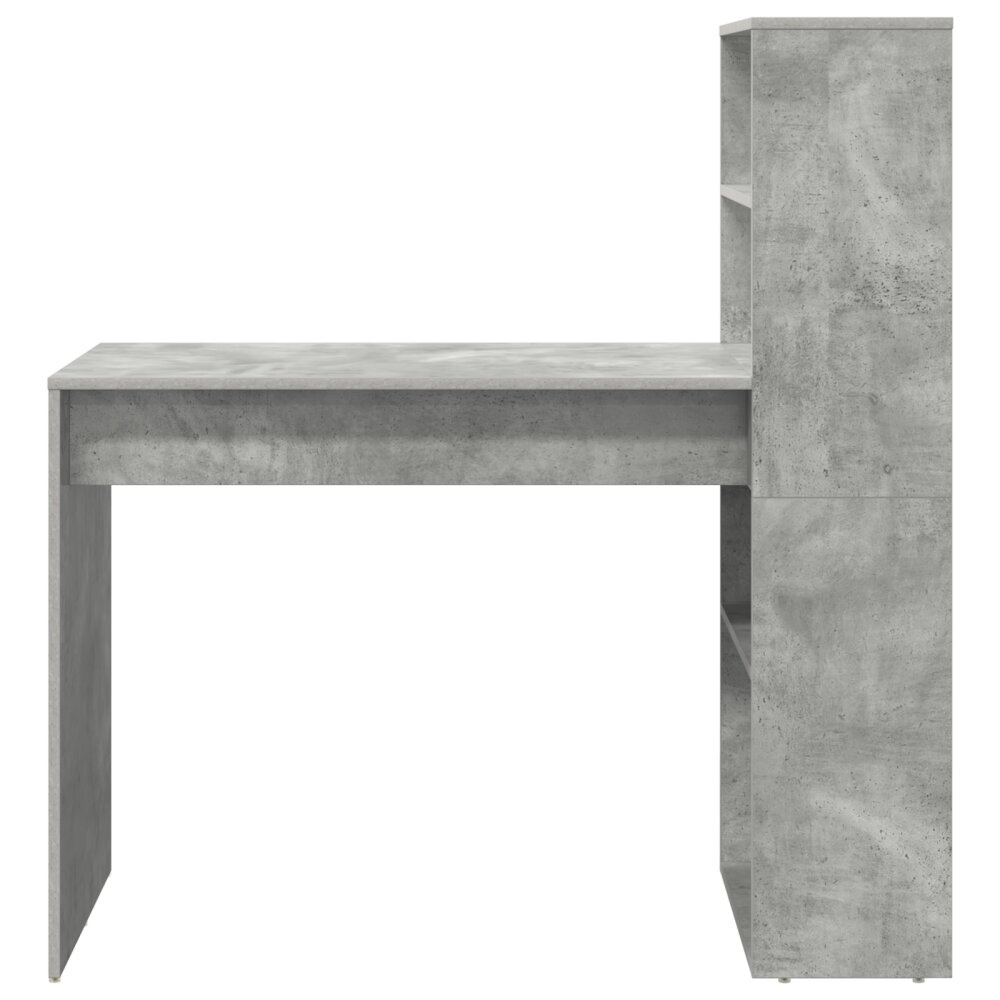 VidaXL Bureau met Opslag Beton Grijs 113x54x120 cm Bewerkt Hout