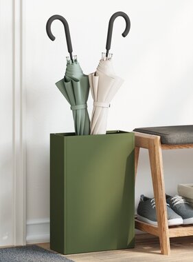 VidaXL Paraplubak Olijfgroen Metaal Medium Paraplubak Rechthoekig