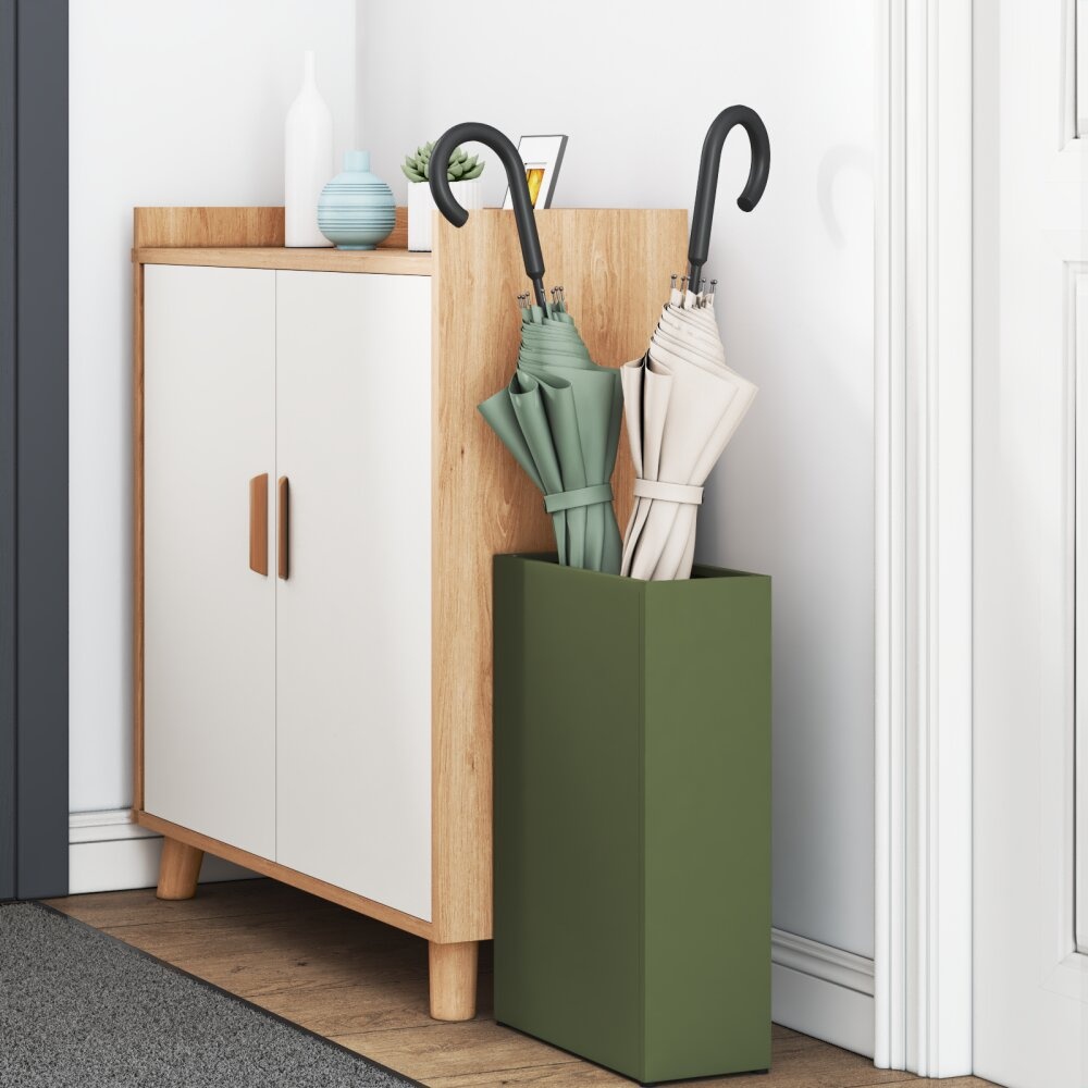 VidaXL Paraplubak Olijfgroen Metaal Medium Paraplubak Rechthoekig