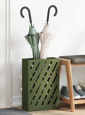 VidaXL Paraplubak Olijfgroen Metaal Standaard Paraplubak Rechthoekig