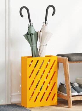 VidaXL Paraplubak Mosterdgeel Metaal Standaard Paraplubak Rechthoekig