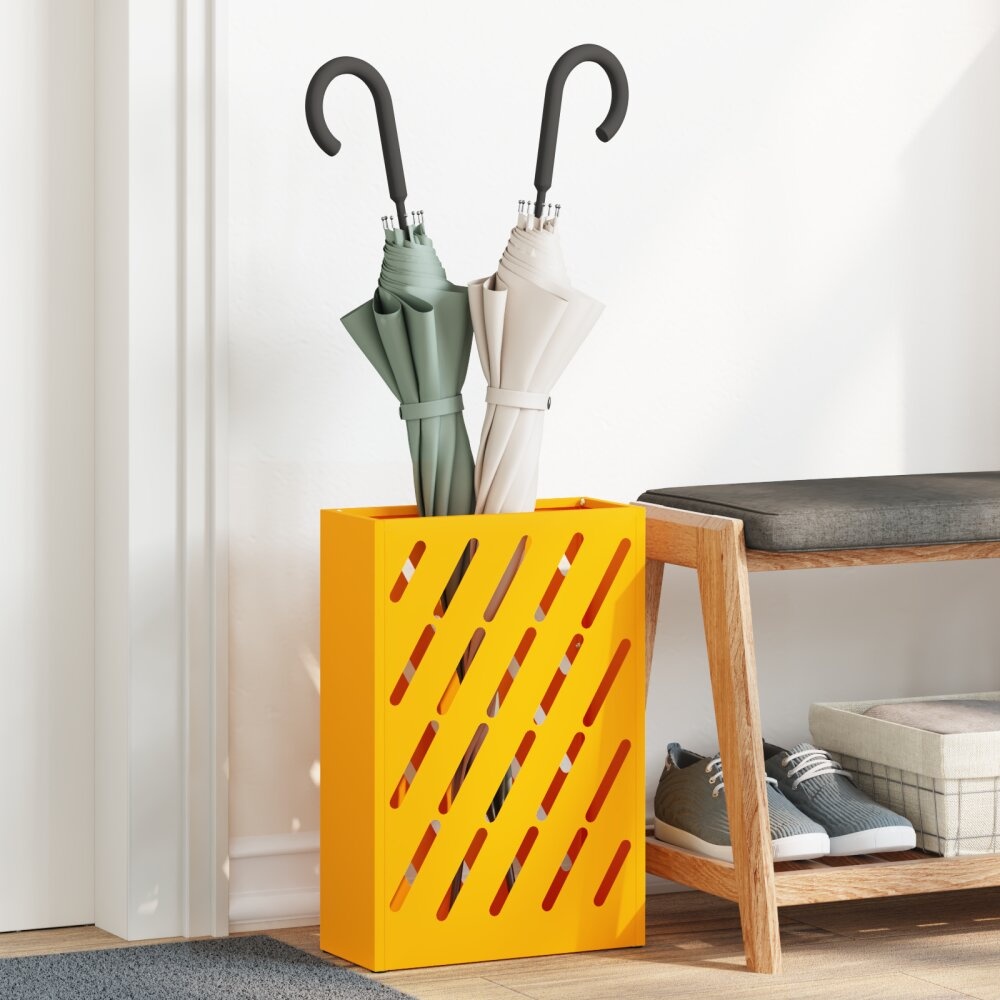 VidaXL Paraplubak Mosterdgeel Metaal Standaard Paraplubak Rechthoekig